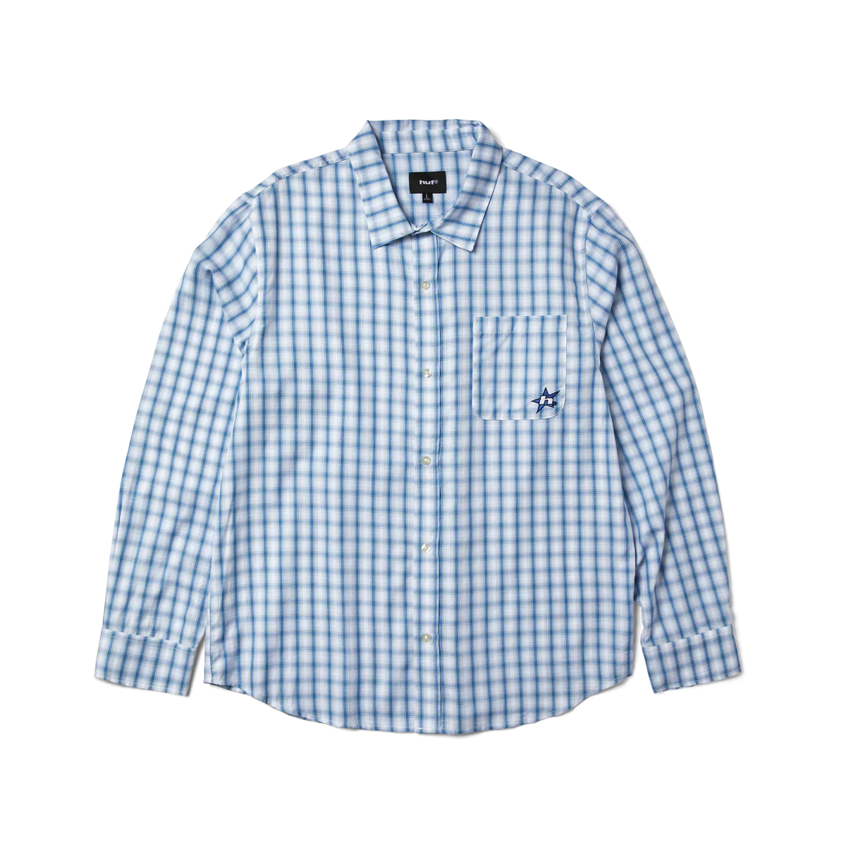 Huf Star Long Sleeve Plaid Shirt (Light Blue)