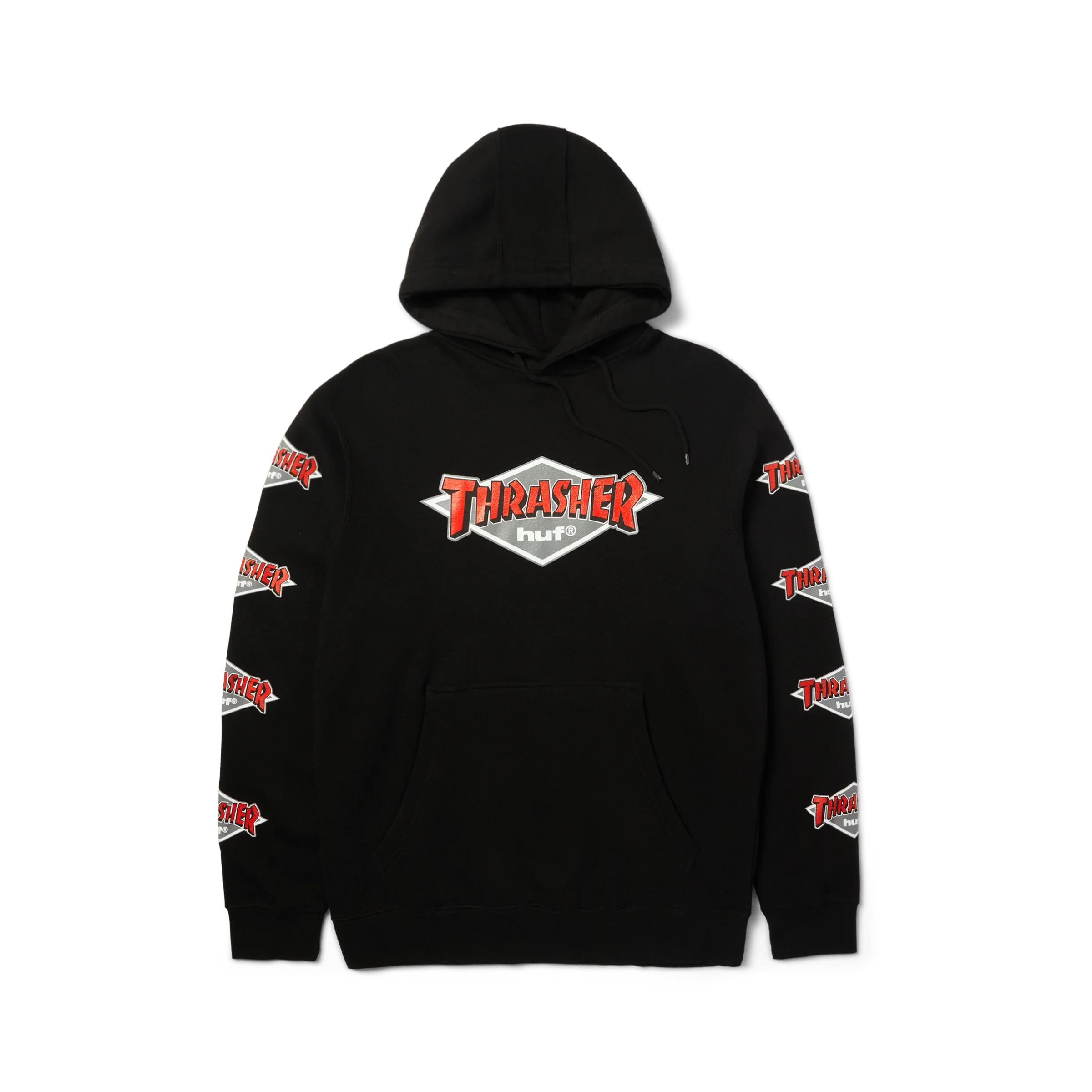 HUF x Thrasher Logo Hoodie Black