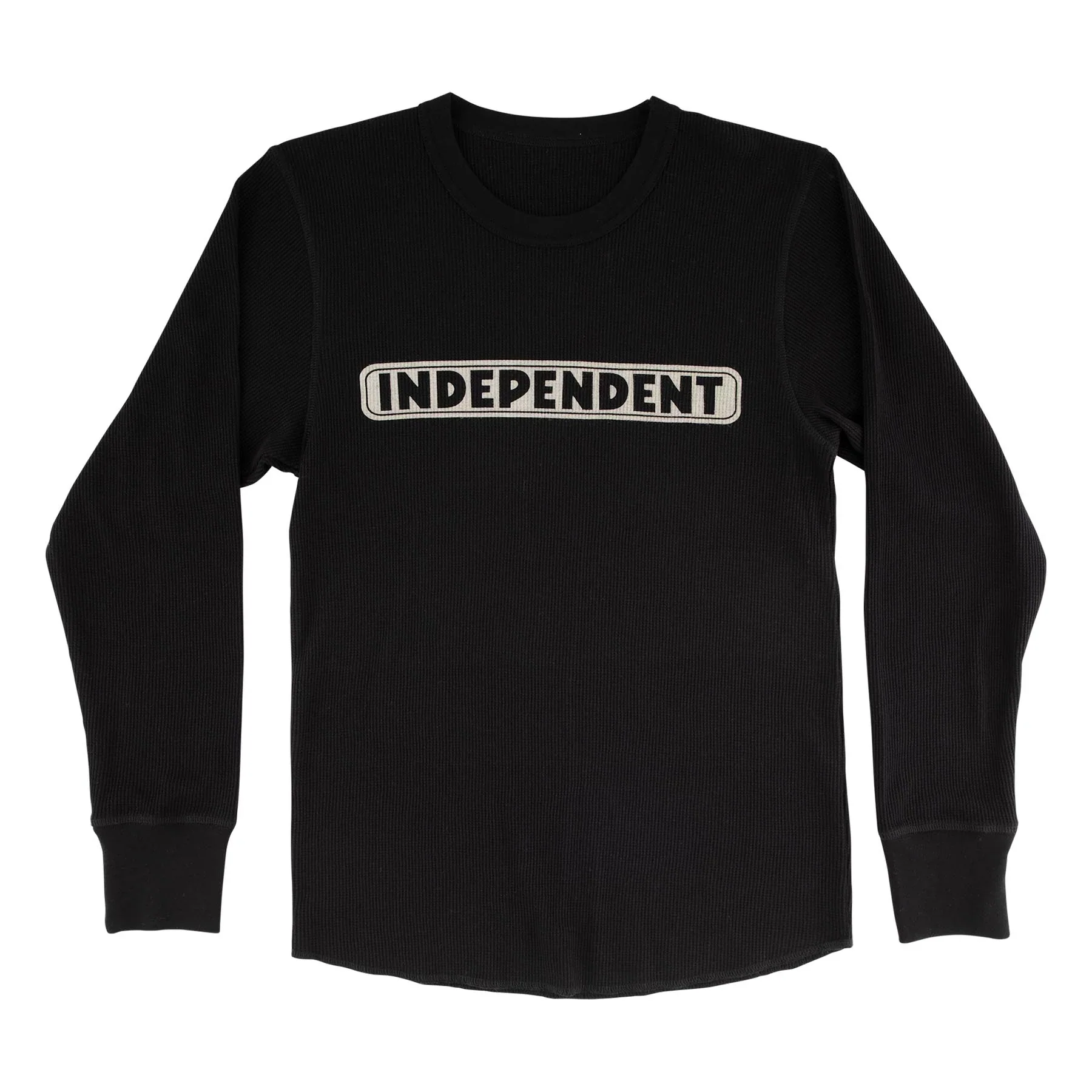 Independent Bar Logo Waffle Thermal Mens Longsleeve T-Shirt (Black)