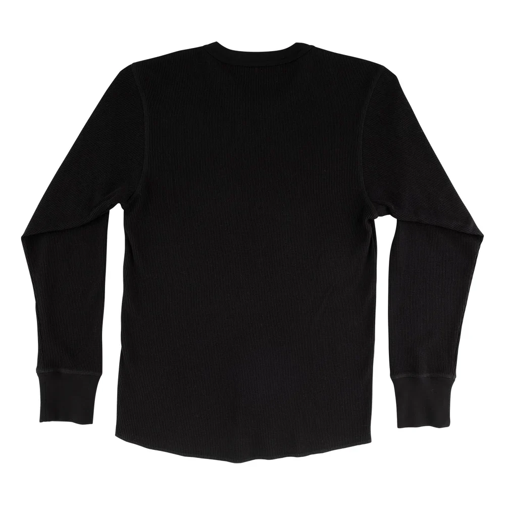 Independent Bar Logo Waffle Thermal Mens Longsleeve T-Shirt (Black) - Image 2
