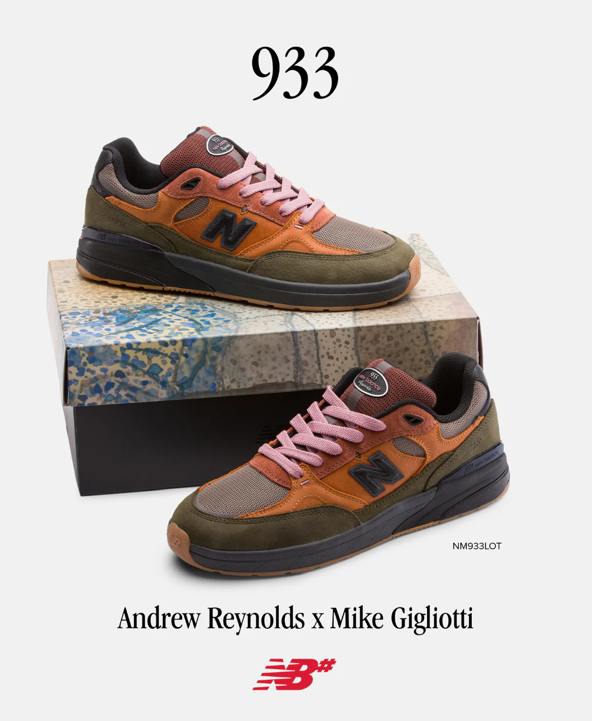 New Balance Numeric Reynolds 933 (Brown/Pink) - Image 3