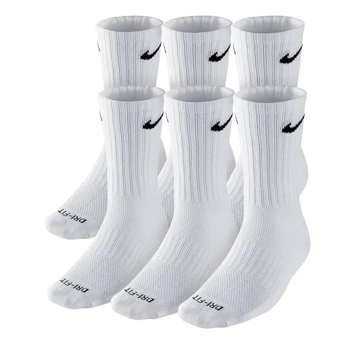 Nike Everyday Plus Dri Fit Crew Sock White 6 Pack