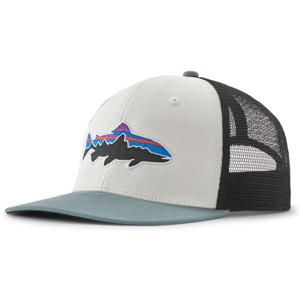 Patagonia Fitz Roy Trout Trucker Hat White W/Blue Sage