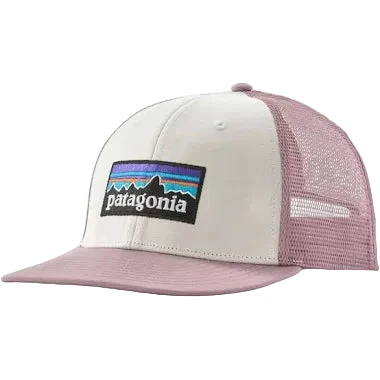 Patagonia P-6 Logo Trucker Hat White W/Quiet Violet