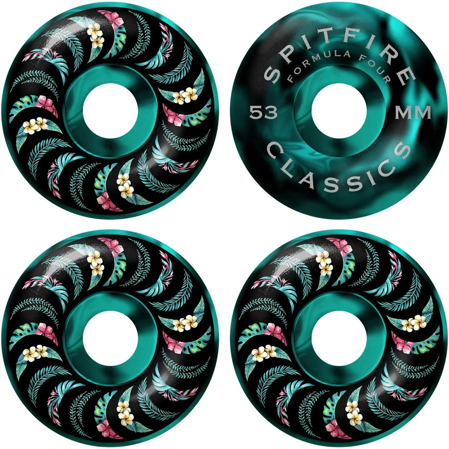 Spitfire F4 99a Floral Classic Teal Black Swirl 53mm Wheels