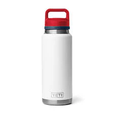 YETI Rambler 36 oz Bottle Chug Cap White/Rescue Red